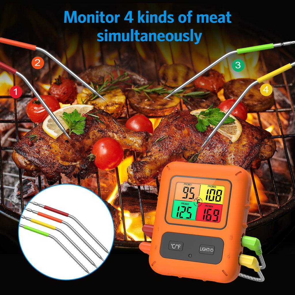 Wireless Meat Thermometer with 4 Meat Probes I7586