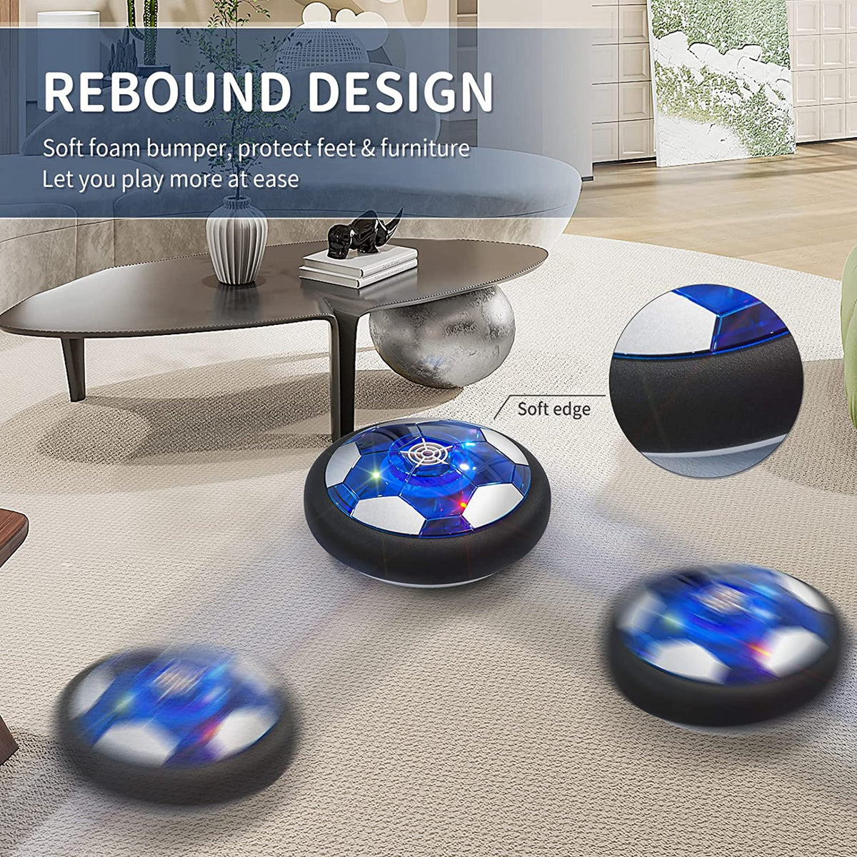 Hover Soccer Ball Set of 2 with LED Lights and Soft Foam Bumpers S233
