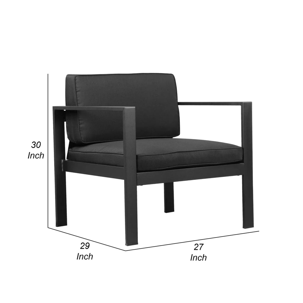 29 Inch Jet Black Aluminum Armchair I235