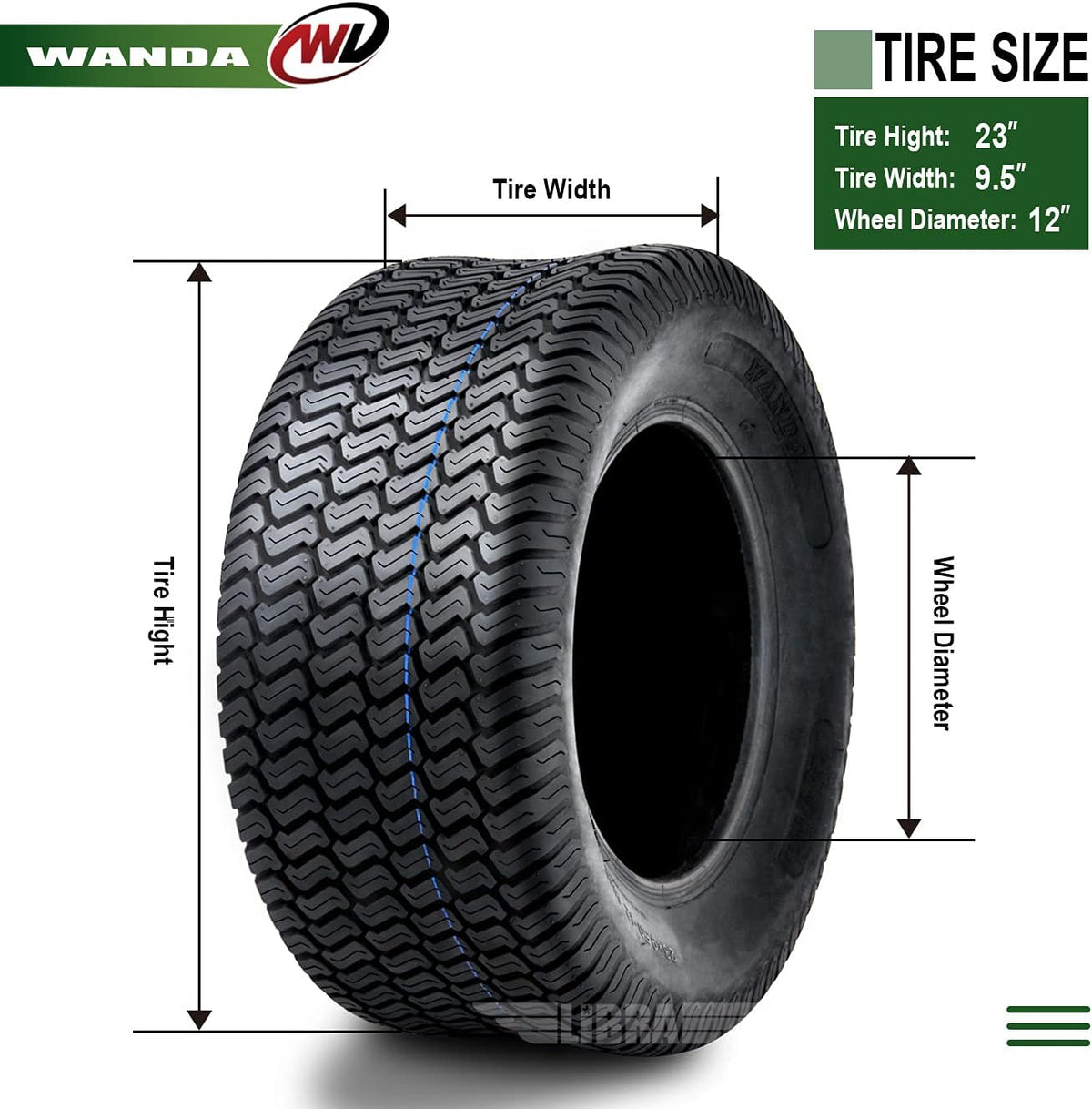 23x9.5-12 Lawn Mower Cart Turf Tire W952