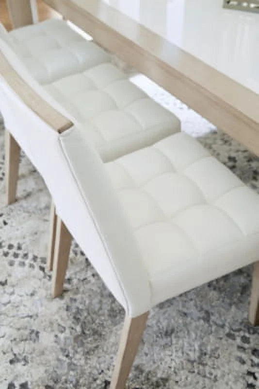 White & Beige Upholstered Side Chair, 2 Count J86458
