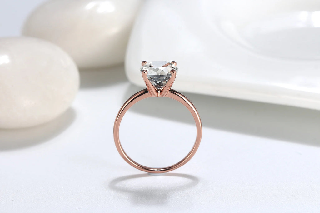 3Ct Topaz Rose Sterling Silver Engagement Ring C45571