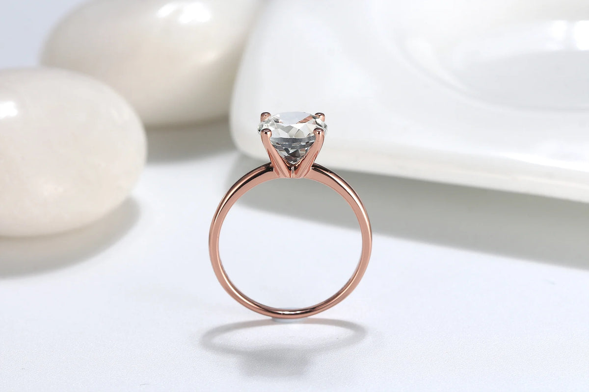 3Ct Topaz Rose Sterling Silver Engagement Ring C45571