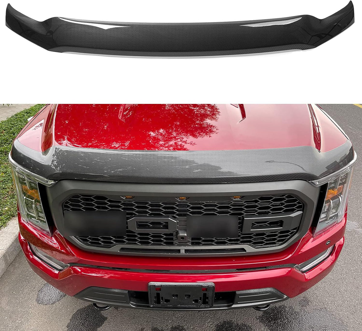 Glossy Carbon Fiber Hood Deflector for Ford F150 V34830
