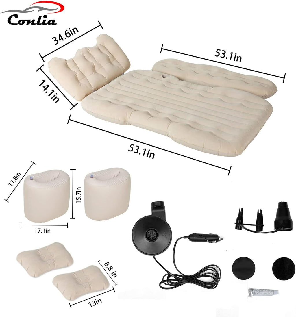 Beige Inflatable Car Air Mattress with Air Pump H404