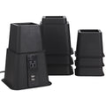 Black Adjustable Bed Riser with Power Outlet and USB Ports Set of 4 B5762