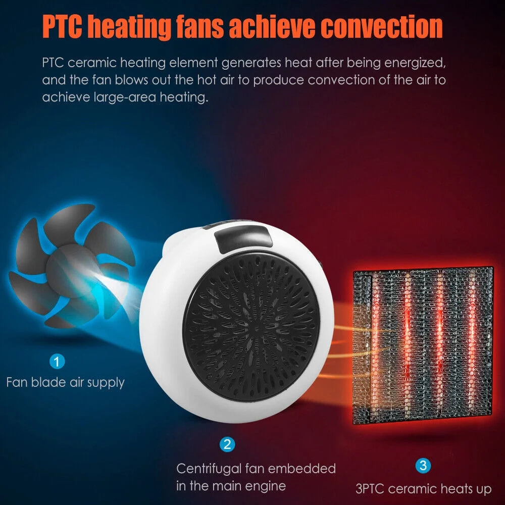 900W Plug in Electric Heater Fan with Remote Timer F12758