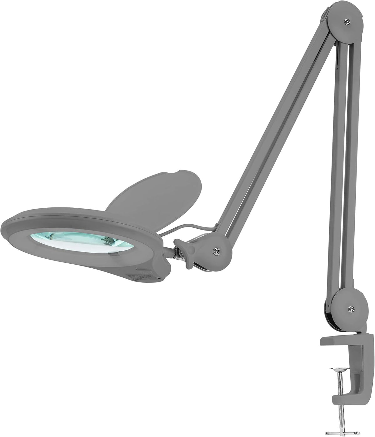 Gray 5 Inches Diameter Lens LED Magnifying Lamp with Clamp B842