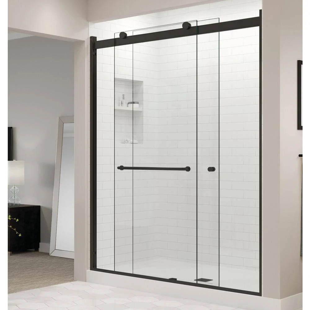 56-in to 60-in W Semi-Frameless Matte Black Shower Door N63687