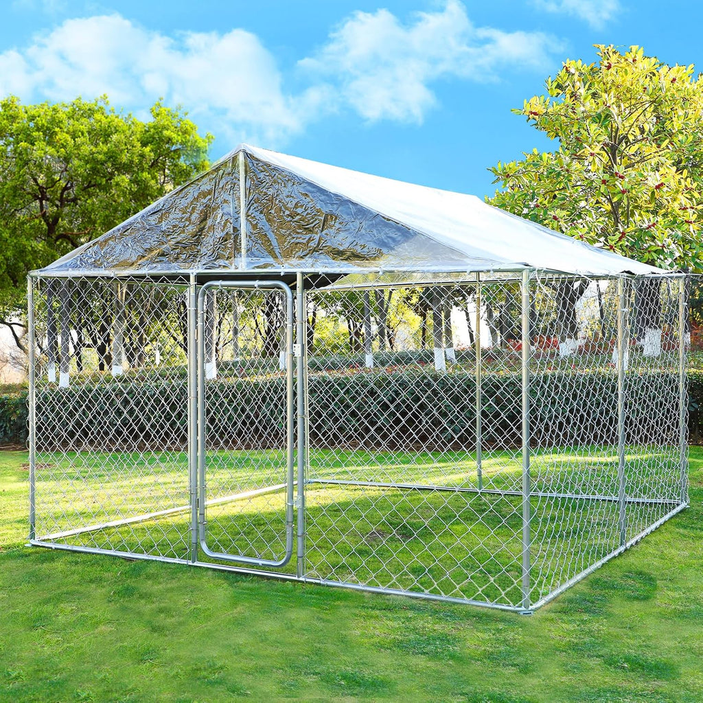 10x10x7FT Large Outdoor Dog Kennel with Roof H7070