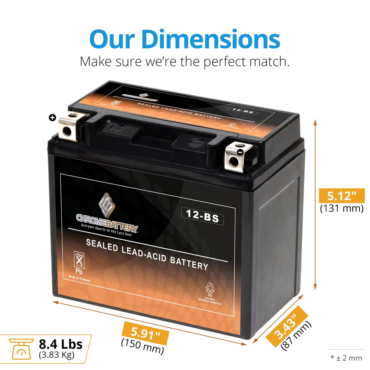 12-Bs Power Sports Battery H47353