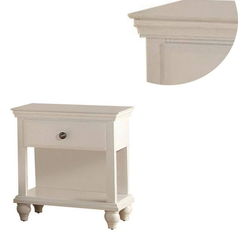 King Size Bed with 2 Nightstands White Faux Leather I7495