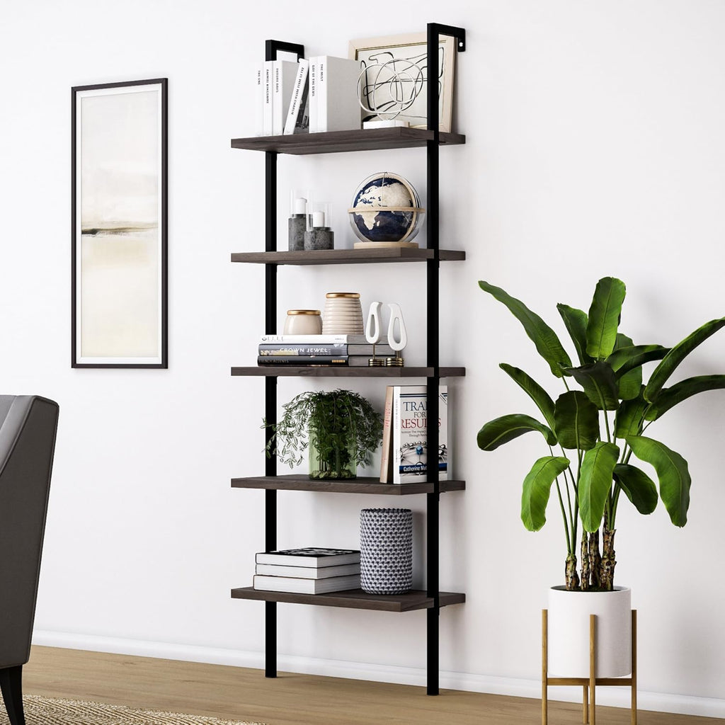 White 3-Shelf Wall Mount Bookshelf with Metal Frame N32509