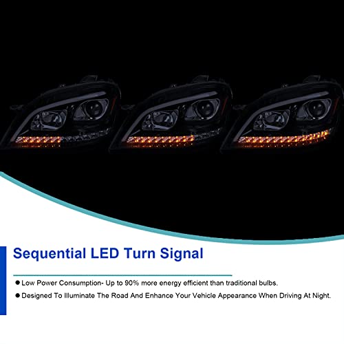 Chrome Projector LED Sequential Signal Headlights Left + Right Pair D664