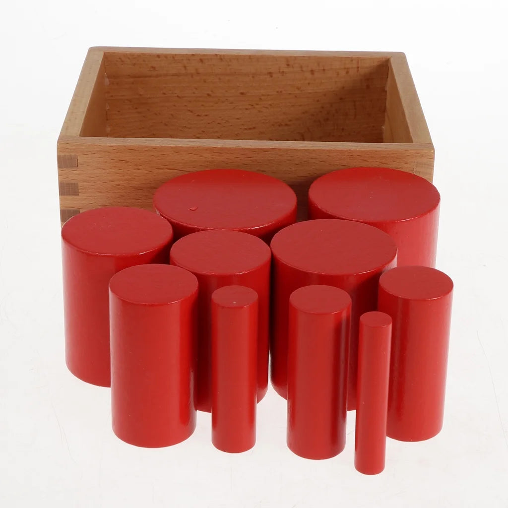 4 Sets Beechwood Montessori Knobless Cylinder Blocks Wooden Toy A893581