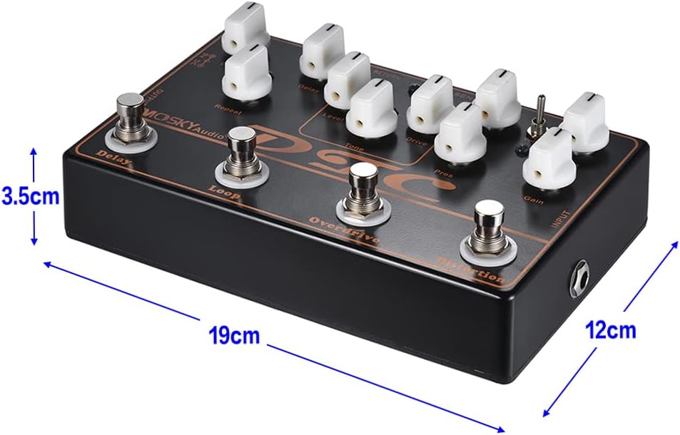 4-in-1 Electric Guitar Effects Pedal Distortion Overdrive Loop Delay D12342