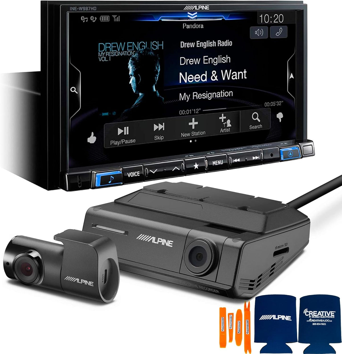 Digital Media Navigation Receiver with Windshield Mount Dashcam S12785