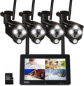 Portable LCD Security Camera System Wireless, 7" IPS Touchscreen Monitor with Battery, 4CH NVR and 4PCS 3MP Cameras with PIR Sensor, 32GB SD Card Included N4686