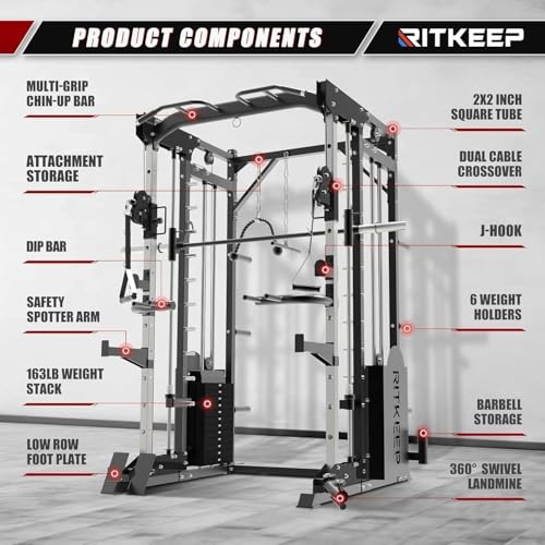 All-in-One Home Gym Equipment with 2200lb Load Capacity and 320lb Weight Stack M1631