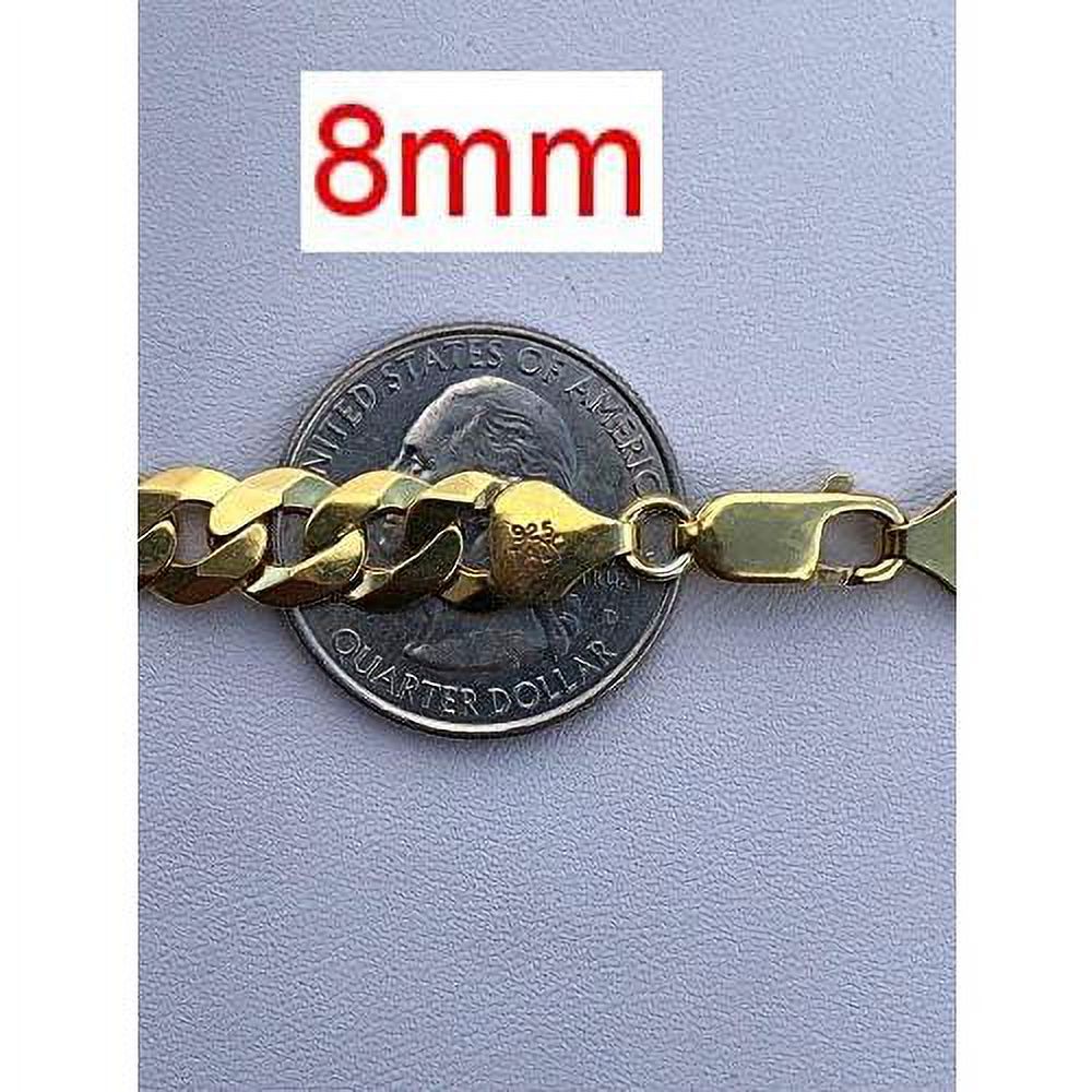 14k over solid 925 sterling silver flat cuban chain necklace J53676