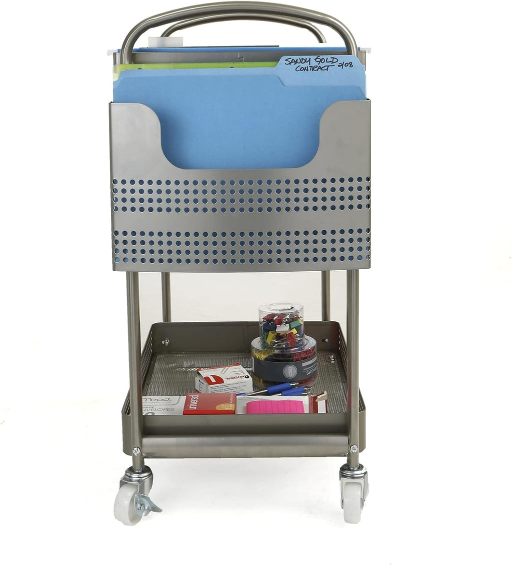 Silver Metal Mobile File Cart S152