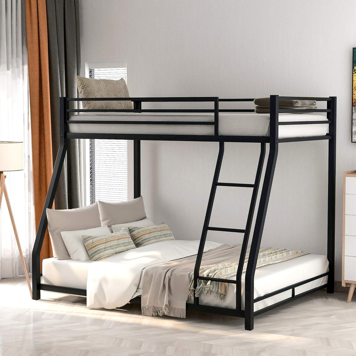 Twin Size Low Loft Bed with Slide, Storage Staircase, Safety Guardrails, Solid Pine Wood Bedframe, White E5527
