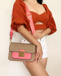 Medium PVC Leather Flap Crossbody Handbag G450