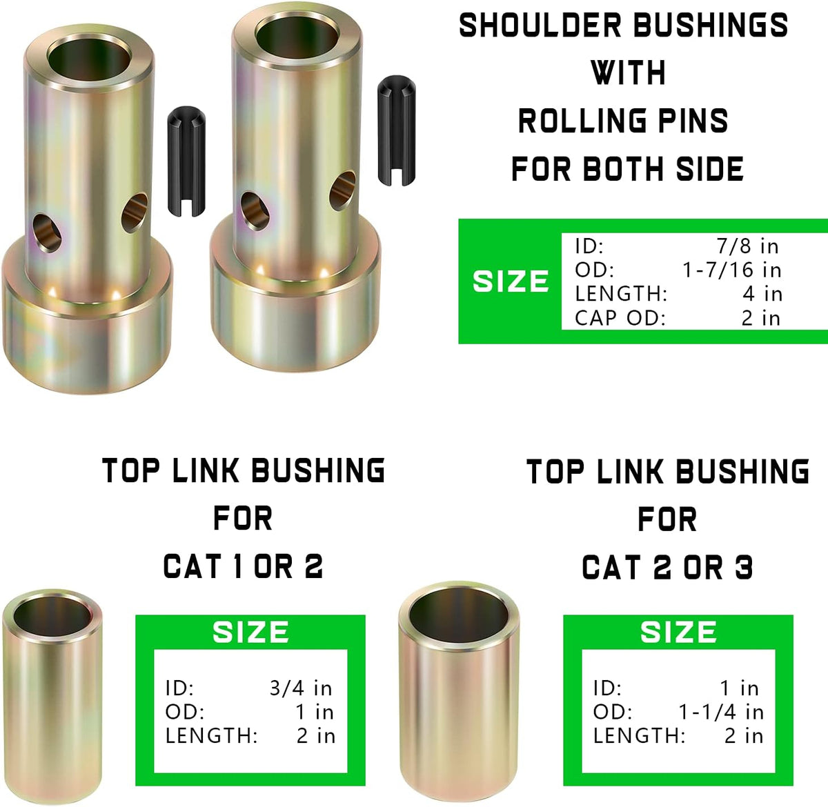 4 Pairs Cat 1 Quick Hitch Adapter Bushing Kit F3130