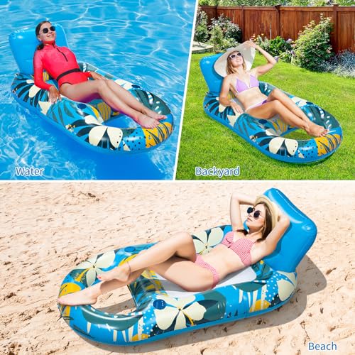Heavy Duty Inflatable Pool Float with Cup Holder Backrest F35060
