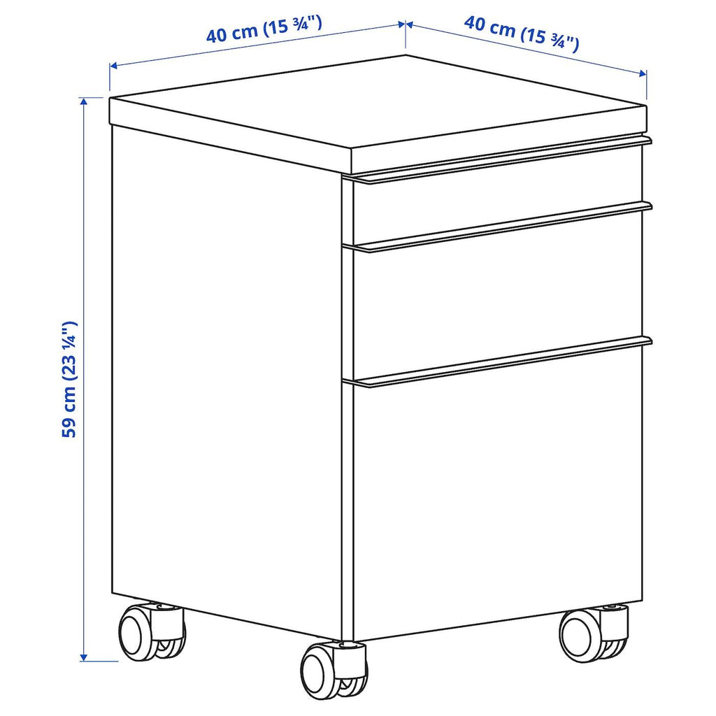 High Gloss White Drawer Unit on Casters B5587