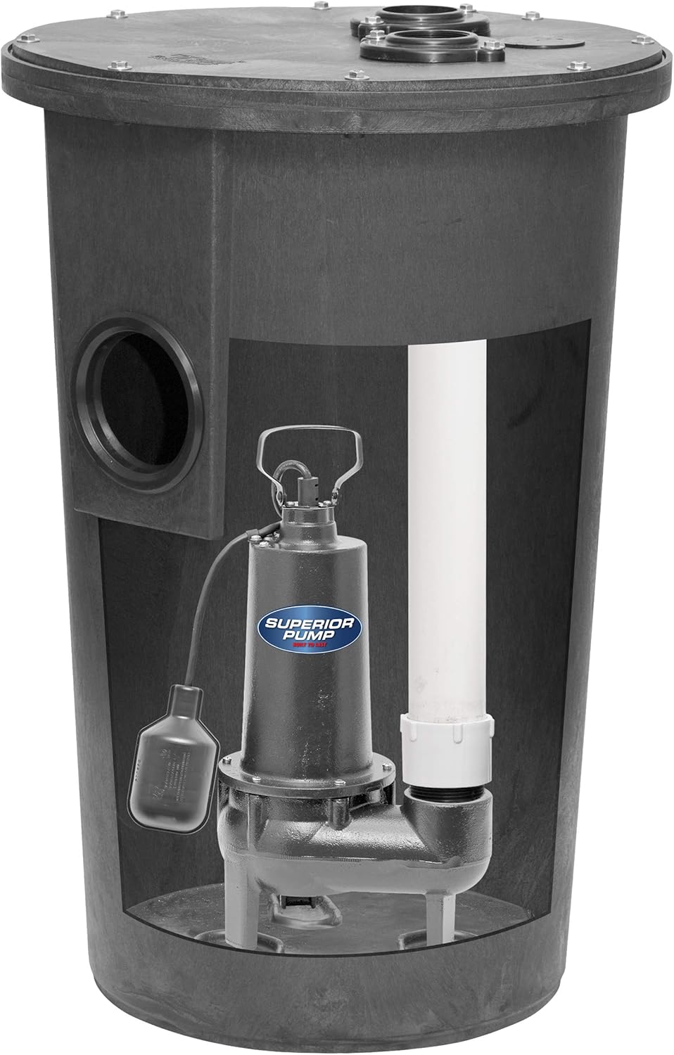 Cast Iron Tethered Float Switch Sewage Pump, 1/2 HP, Black X4852