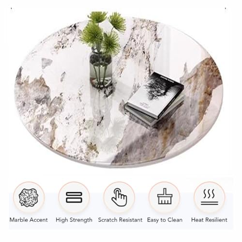 60/70/80cm Round Marble Dining Table with Metal Base U21377