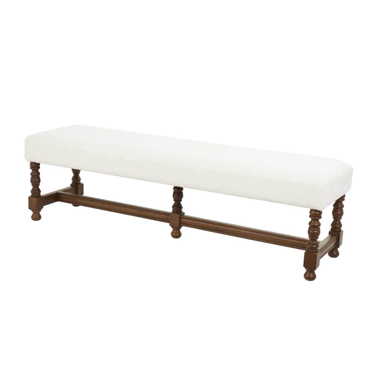 Fabric Bench with Brown Traditional Wood Turned Legs S32227