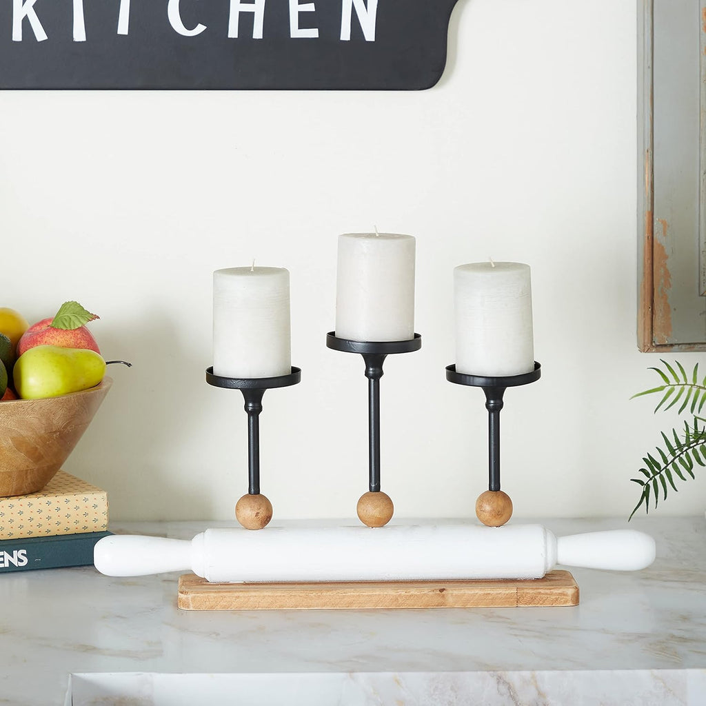 White Iron Candelabra Holds 10 Pillar Candle Holders J92490