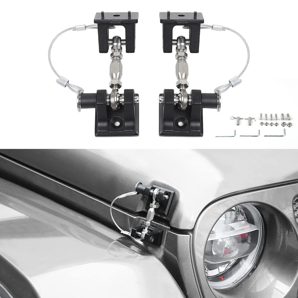 Hood Latches for Jeep Wrangler, Locking Hood Catch Kit Aluminum Alloy, Black, Pack of 2 R622