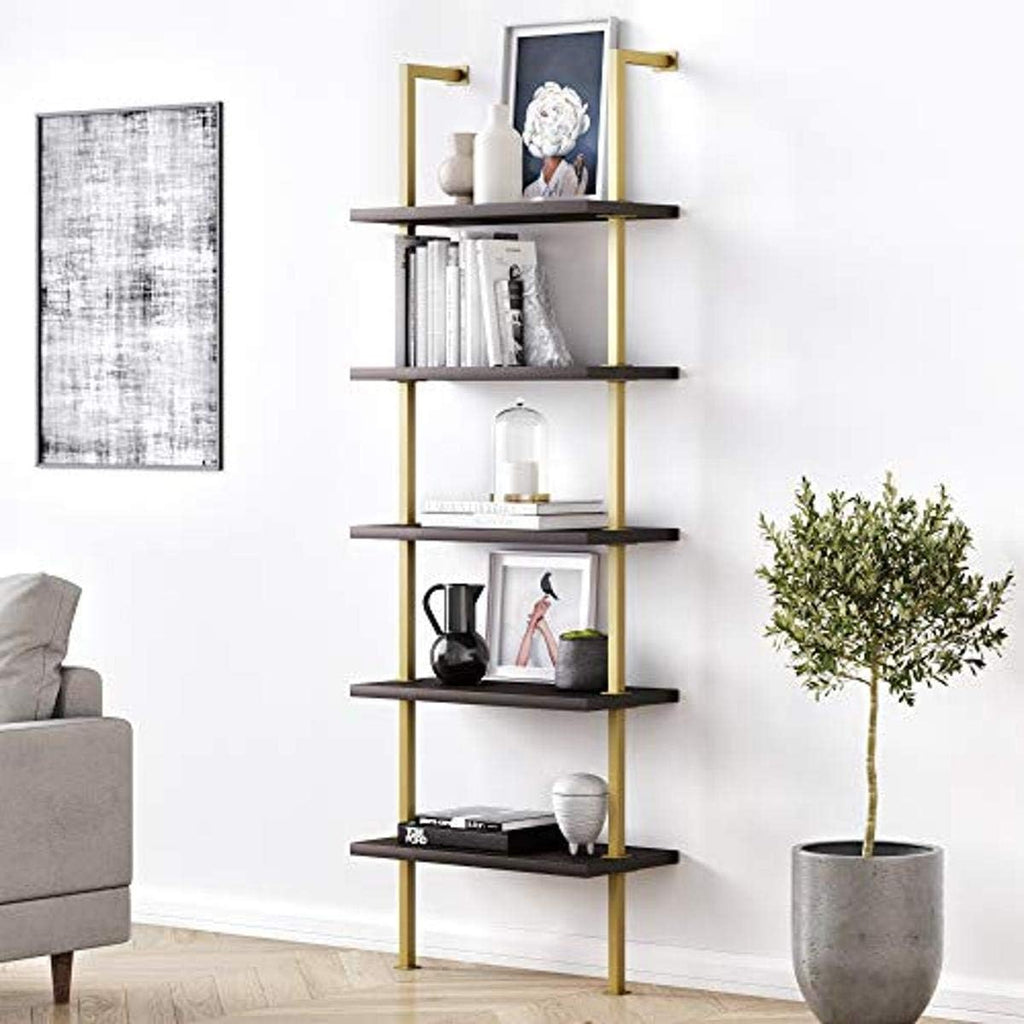 White 3-Shelf Wall Mount Bookshelf with Metal Frame N32509