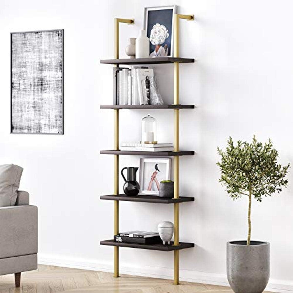 White 3-Shelf Wall Mount Bookshelf with Metal Frame N32509