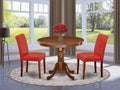 3 Piece Dinette Set with Round Table and 2 Faux Leather Chairs T119815