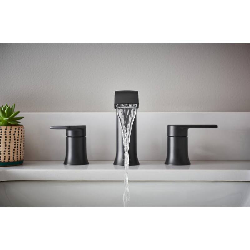 8 in. Widespread Double Handle Bathroom Faucet with Drain in Matte Black 2-Pack V150
