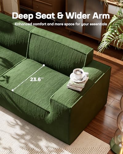 Oversized Deep U Shaped Modular Corduroy Sectional Sofa with Ottoman Q74352