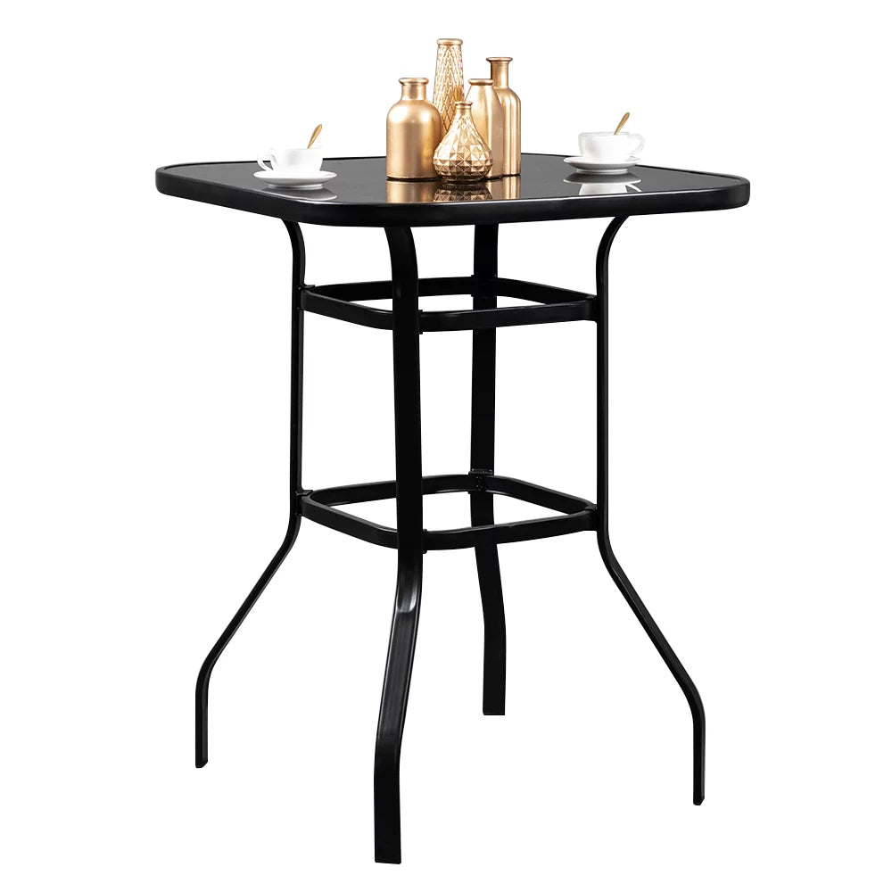 31"x 31" x 40" Black Wrought Iron Glass Bar Table M123039