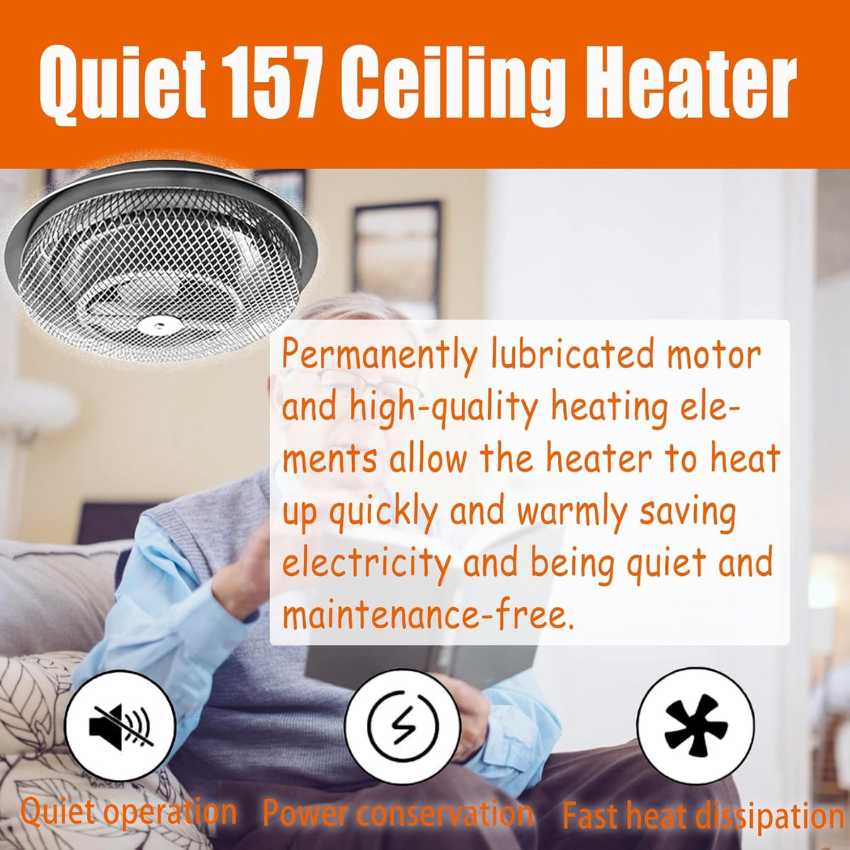 Bathroom Ceiling Heater, 1250W Instant Heat C99848