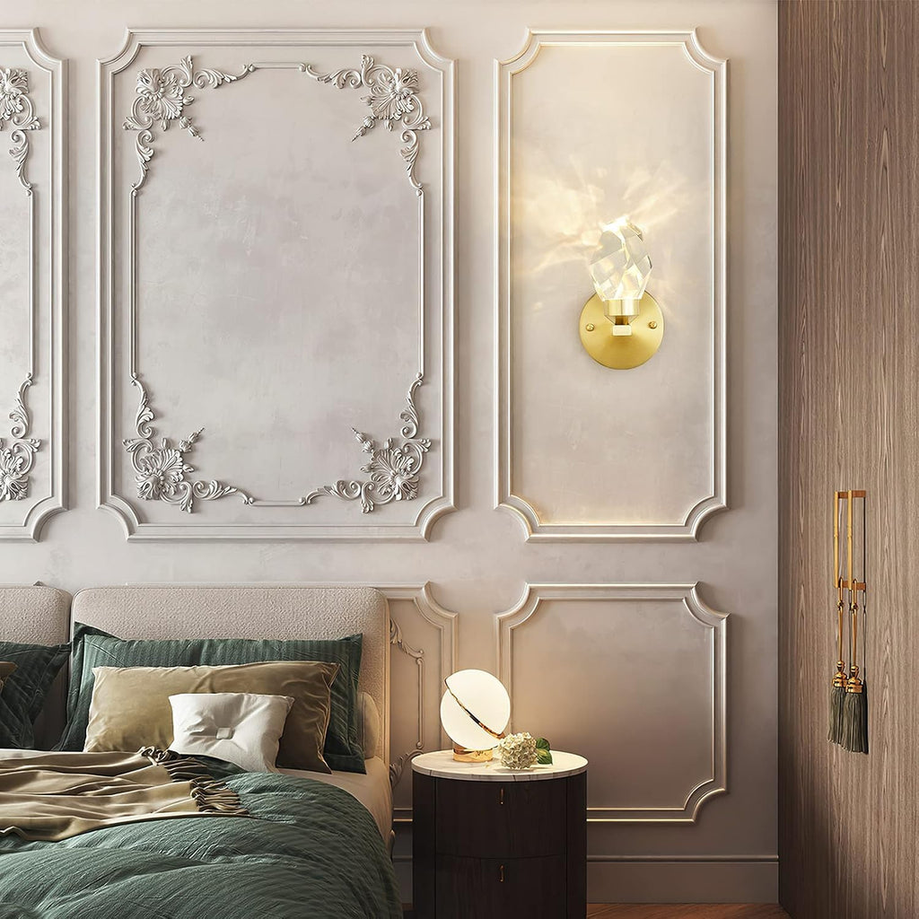 Crystal Gold Wall Sconce, K9 Crystal Wall Mounted Light O333597