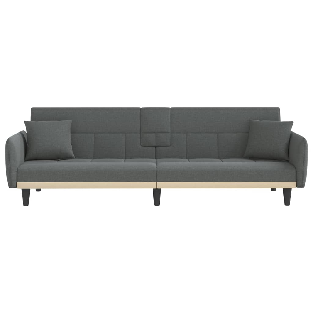 Dark Gray Fabric Sofa Bed with Cup Holders L334734