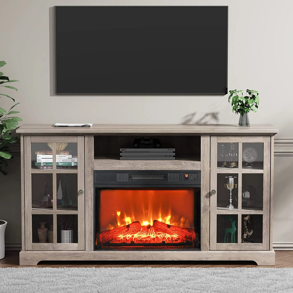 White Fireplace TV Stand T399