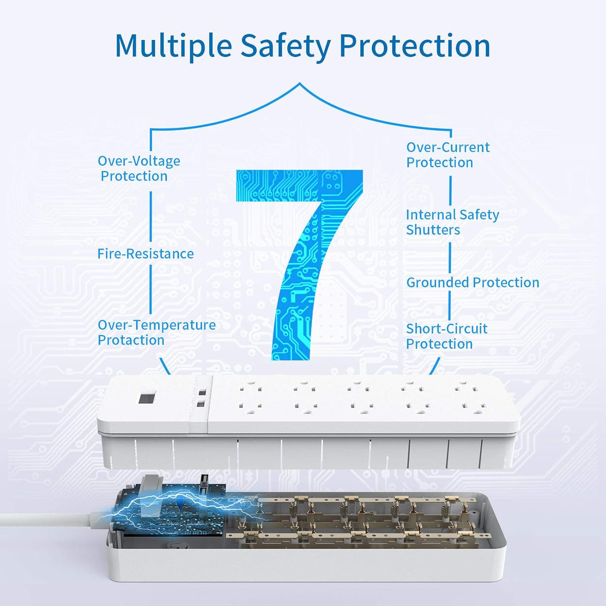 25 Ft Extension Cord Surge Protector with 10 Outlets 2 USB, Pack of 2 T350807