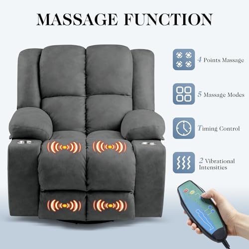 Oversized Power Lift Recliner Chair with Massage, Dark Grey U819122