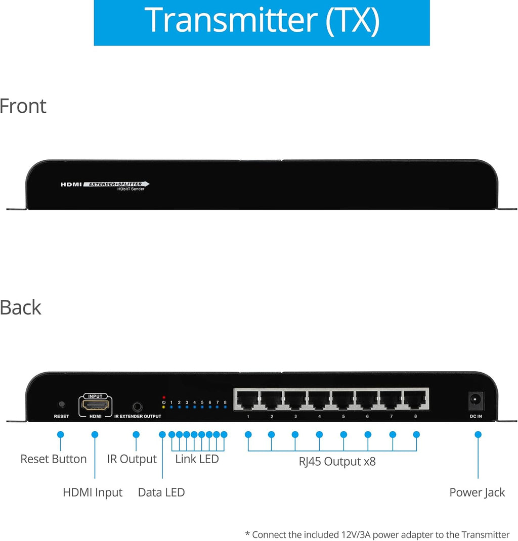 1080p 8port HDMI Extender Splitter over CAT5e / CAT6 V534628