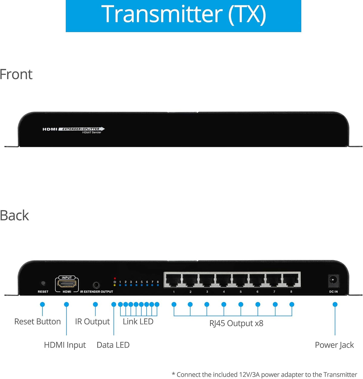 1080p 8port HDMI Extender Splitter over CAT5e / CAT6 V534628