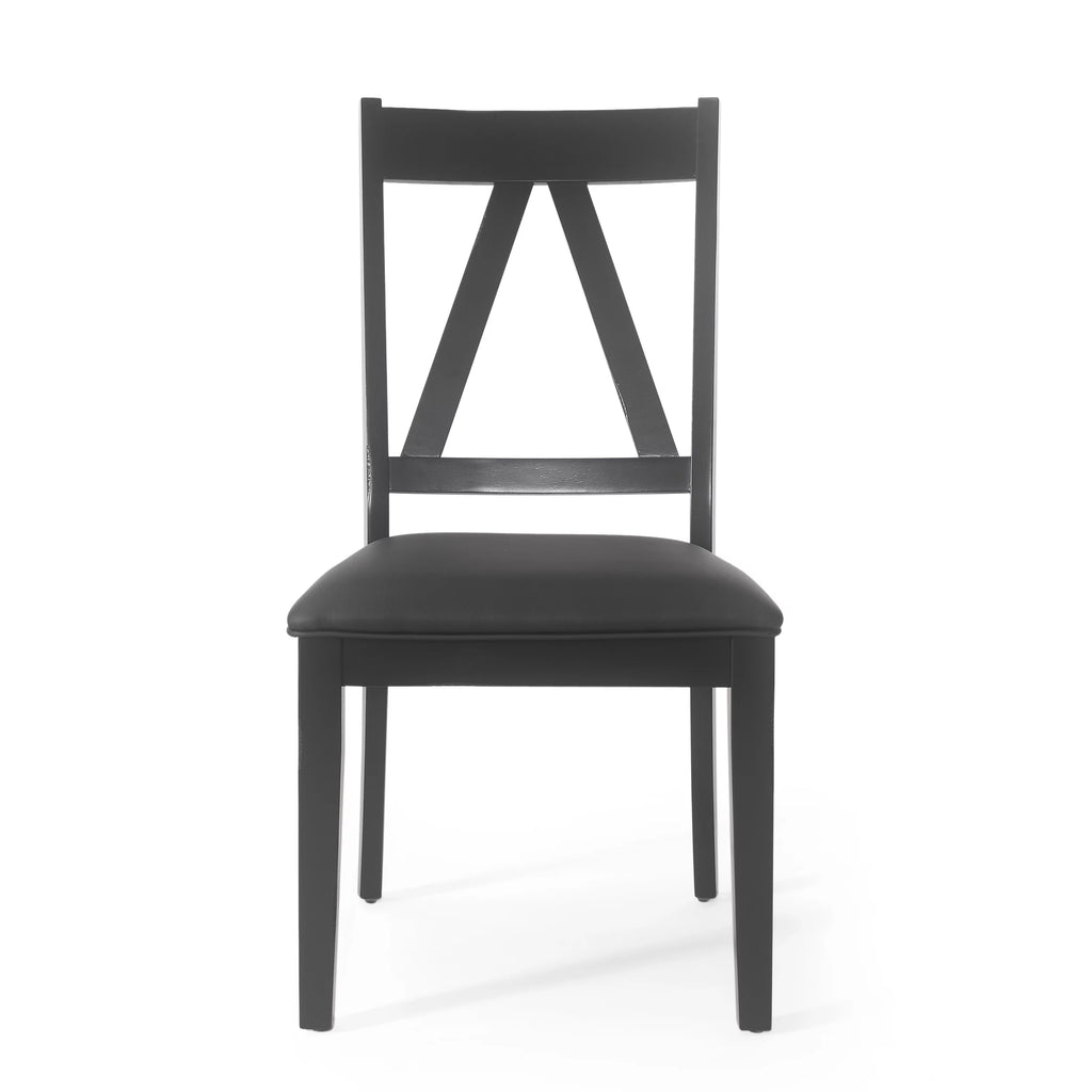 Black Faux Leather Wood Dining Chairs Set of 2 J38398